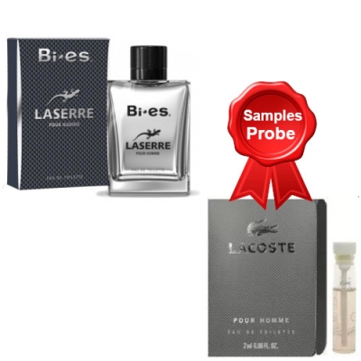 Bi-Es Laserre Pour Homme 100 ml + Perfume Muestra Lacoste Pour Homme