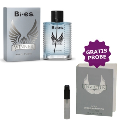 Bi-Es Winner 100 ml + Perfume Muestra Paco Rabanne Invictus