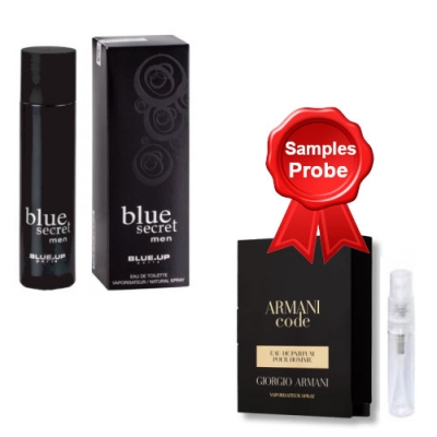 Blue Up Blue Secret Men 100 ml + Perfume Muestra Armani Code Men