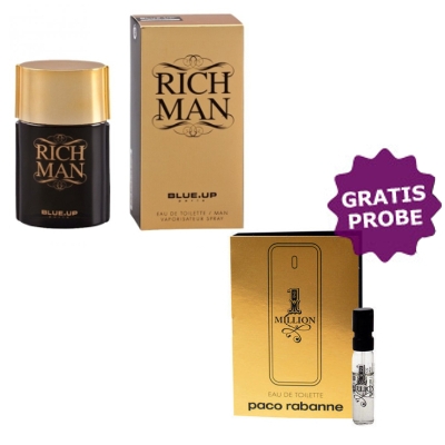 Blue Up Rich Man 100 ml + Perfume Muestra Paco Rabanne 1 Million