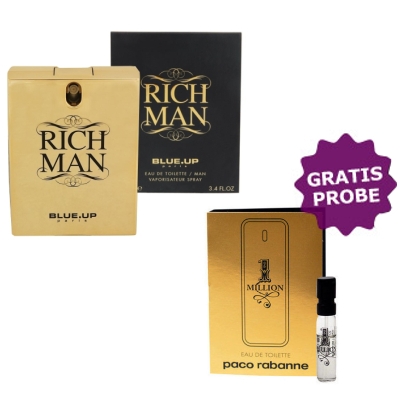Blue Up Rich Man De Luxe 100 ml + Perfume Muestra Paco Rabanne 1 Million