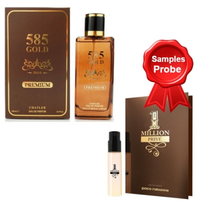 Chatler 585 Gold Premium Men 100 ml + Perfume Muestra Paco Rabanne 1 Million Prive