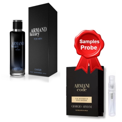 Chatler Armand Luxury Black Men 100 ml + Perfume Muestra Armani Code Men