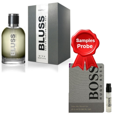 Chatler Bluss Grey Men 100 ml + Perfume Muestra Hugo Boss Bottled