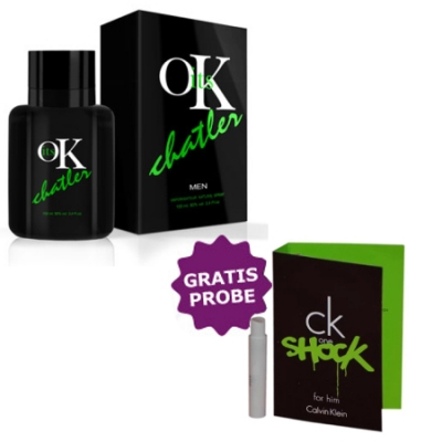 Chatler Its OK Men 100 ml + Perfume Muestra Calvin Klein One Shock Him