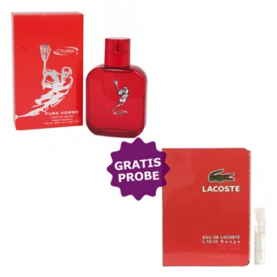 Chatler XL.2012 Red Pure Homme 100 ml + Perfume Muestra Lacoste L.12.12. Red