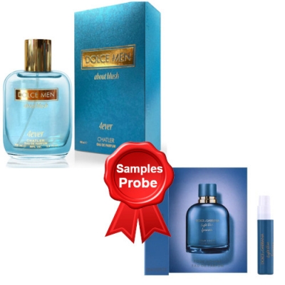 Chatler Dolce Men About Blush 4ever 100 ml + Perfume Muestra Dolce Gabbana Light Blue Forever Homme