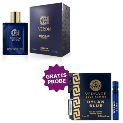 Chatler Veron Deep Blue  100 ml + Perfume Muestra Versace Dylan Blue Homme