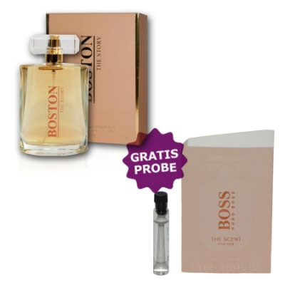 Cote Azur Boston The Story 100 ml + Perfume Muestra Hugo Boss The Scent Her