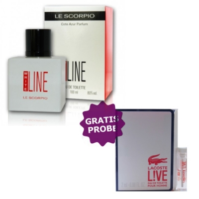 Cote Azur Le Scorpio White Line 100 ml + Perfume Muestra Lacoste Live