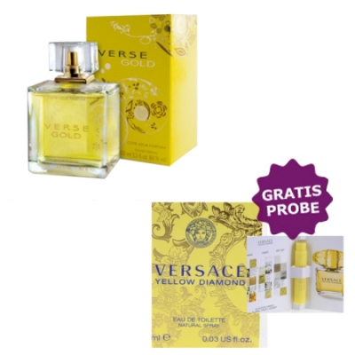 Cote Azur Verse Gold Woman 100 ml + Perfume Muestra Versace Yellow Diamond