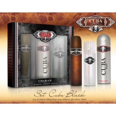 Cuba Black Men - Set para hombre, Eau de Toilette, Desodorante, loción after shave