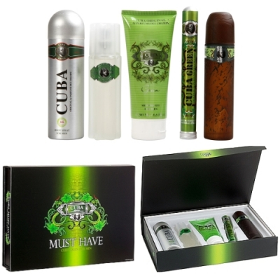 Cuba Must Have Green - Set para hombre, 2 x Eau de Toilette, gel de ducha, Aftershave, Deospray