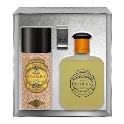 Evaflor Whisky - Set para hombre, Eau de Toilette 100 ml, deodorant 150 ml, Money Clip