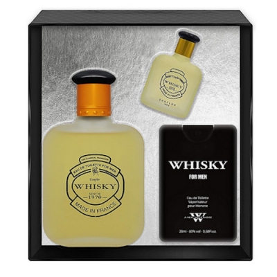 Evaflor Whisky - Set para hombre, Eau de Toilette 100 ml, Eau de Toilette 20 ml, Eau de Toilette 7,5 ml