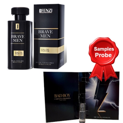 JFenzi Brave Men 100 ml + Perfume Muestra Carolina Herrera Bad Boy