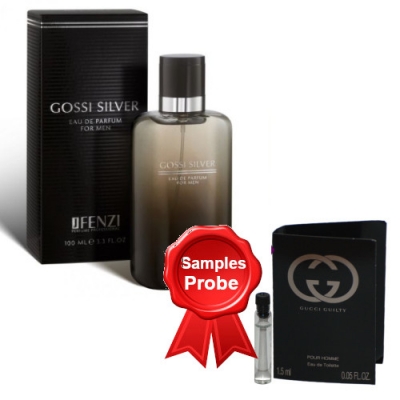 JFenzi Gossi Silver Men - Eau de Parfum 100 ml, Perfume Muestra Gucci Guilty Homme