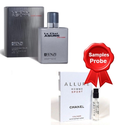 JFenzi Le Chel Asune Sport Homme 100 ml + Perfume Muestra Chanel Allure Homme Sport
