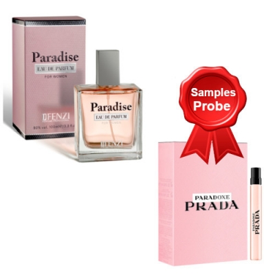 JFenzi Paradise Eau de Parfum para mujer 100 ml + Perfume Muestra Prada Paradoxe