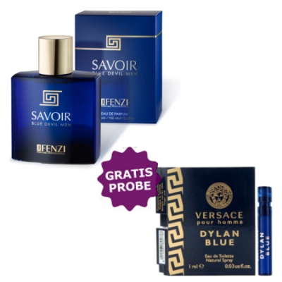 JFenzi Savoir Blue Devil Men 100 ml + Perfume Muestra Versace Dylan Blue Homme