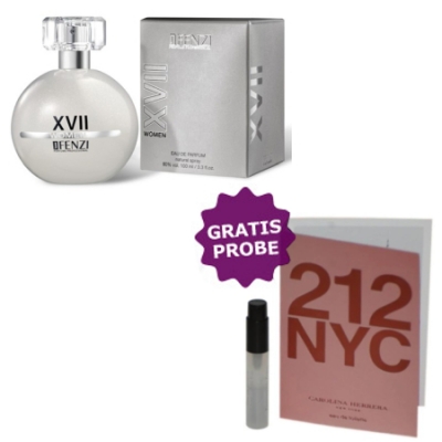 JFenzi XVII Women 100 ml + Perfume Muestra Carolina Herrera 212 NYC Woman