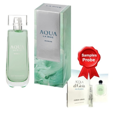 La Rive Aqua Woman 90 ml + Perfume Muestra Armani Acqua Di Gioia