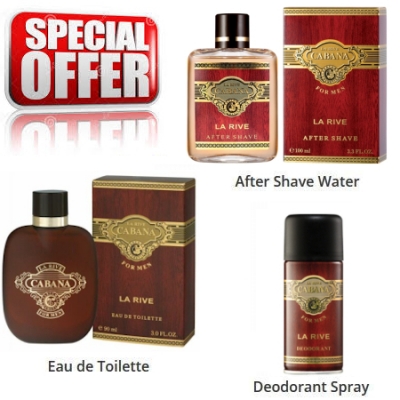 La Rive Cabana - Conjunto promocional, Eau de Toilette, loción after shave, Deodorant