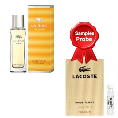 La Rive For Woman 90 ml + Perfume Muestra Lacoste Pour Femme