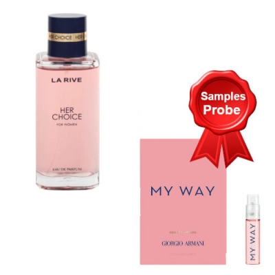 La Rive Her Choice 100 ml + Perfume Muestra Armani My Way