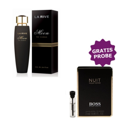 La Rive Moon 75 ml + Perfume Muestra Hugo Boss Nuit Femme