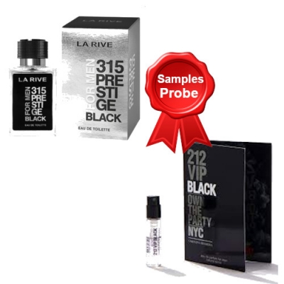 La Rive 315 Prestige Black 100 ml + Perfume Muestra Carolina Herrera 212 VIP Black Men