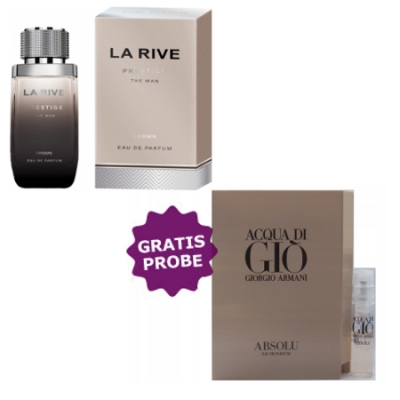 La Rive Prestige Brown The Man 75 ml + Perfume Muestra Armani Acqua di Gio Absolu