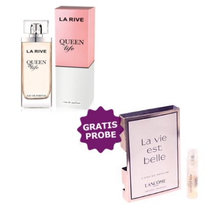 La Rive Queen of Life 75 ml + Perfume Muestra Lancome La Vie Est Belle