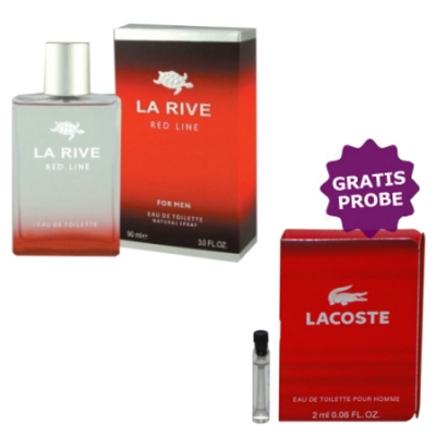 La Rive Red Line 90 ml + Perfume Muestra Lacoste Style in Play