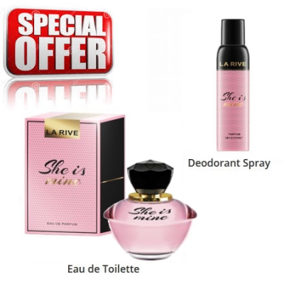 La Rive She Is Mine - Conjunto promocional, Eau de Parfum, Deodorant