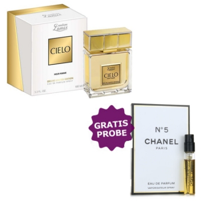 Lamis Cielo Pour Femme de Luxe EDP 100 ml + Perfume Muestra Chanel No. 5