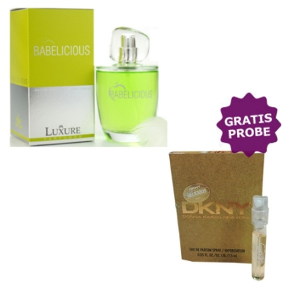 Luxure Babelicious 100 ml + Perfume Muestra Donna Karan Be Delicious