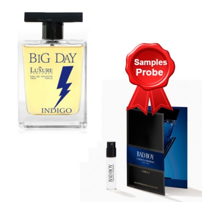 Luxure Big Day Indigo 100 ml + Perfume Muestra Carolina Herrera Bad Boy Cobalt