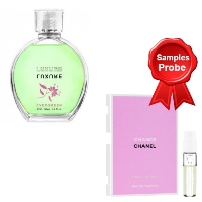 Luxure Evergreen 100 ml + Perfume Muestra Chanel Chance Eau Fraiche
