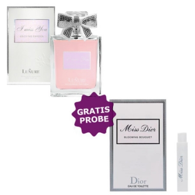 Luxure I Miss You Groving Garden 100 ml + Perfume Muestra Dior Cherie Blooming Bouquet