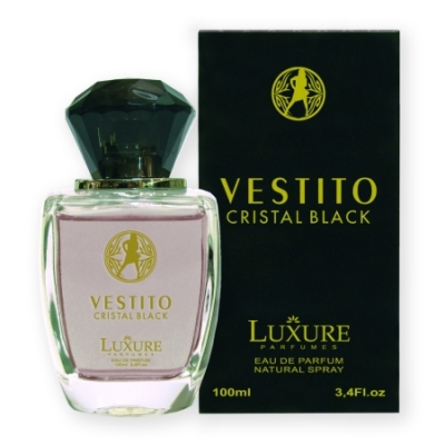 Luxure Vestito Cristal Black 100 ml + Perfume Muestra Versace Crystal Noir