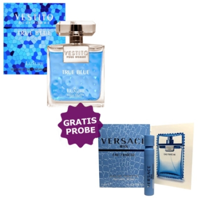 Luxure Vestito True Blue Homme 100 ml + Perfume Muestra Versace Man Eau Fraîche