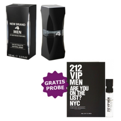 New Brand 4 Men 100 ml + Perfume Muestra Carolina Herrera 212 VIP Men