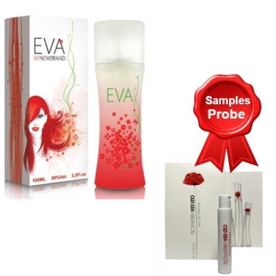 New Brand Eva 100 ml + Perfume Muestra Flower by Kenzo