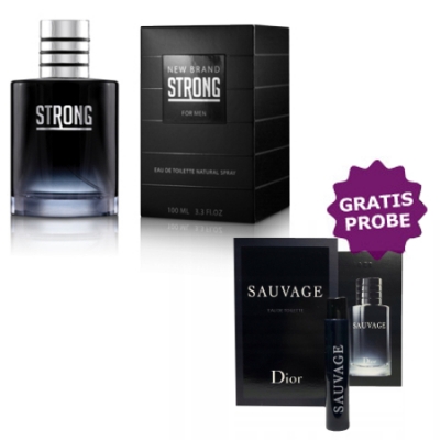 New Brand Strong para hombre 100 ml + Perfume Muestra Dior Sauvage