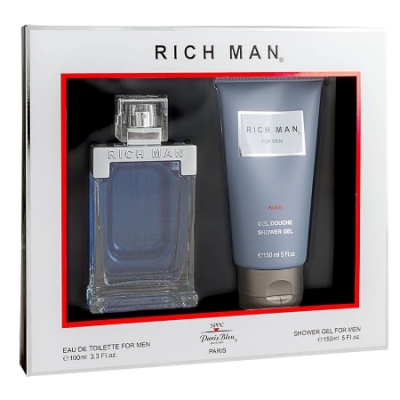 Paris Bleu Rich Man - Set para hombre, Eau de Toilette, gel de ducha