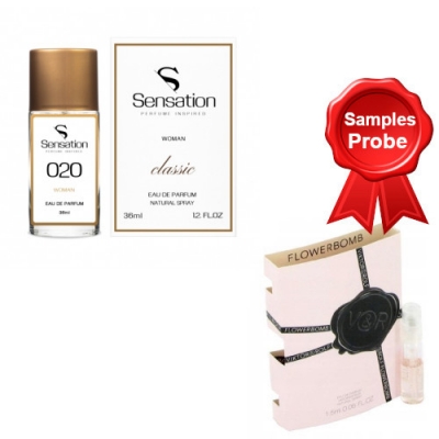 Sensation No.020, 36 ml + Perfume Muestra Victor Rolf Flowerbomb